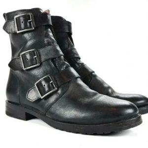 Frye Natalie Triple Buckle Ankle Short Boots Black Booties Womens 8